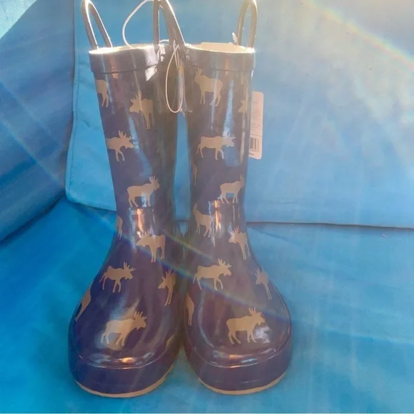 NWT Hudson Baby Moose print rain boots size 3Y - Picture 7 of 11